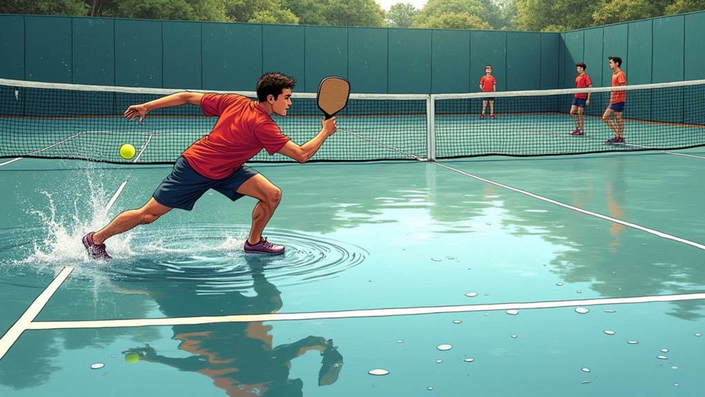 avoid wet pickleball courts
